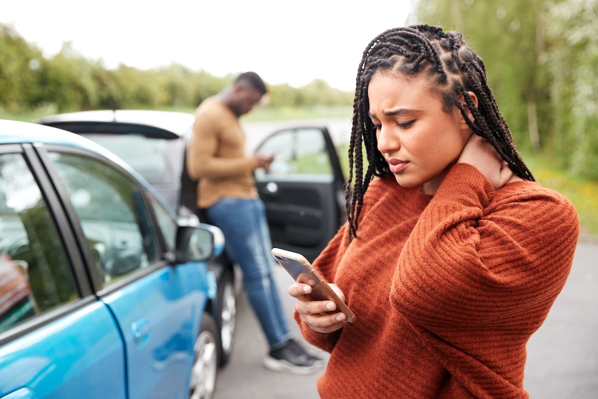 Woman experiences mild pain after being in a car accident