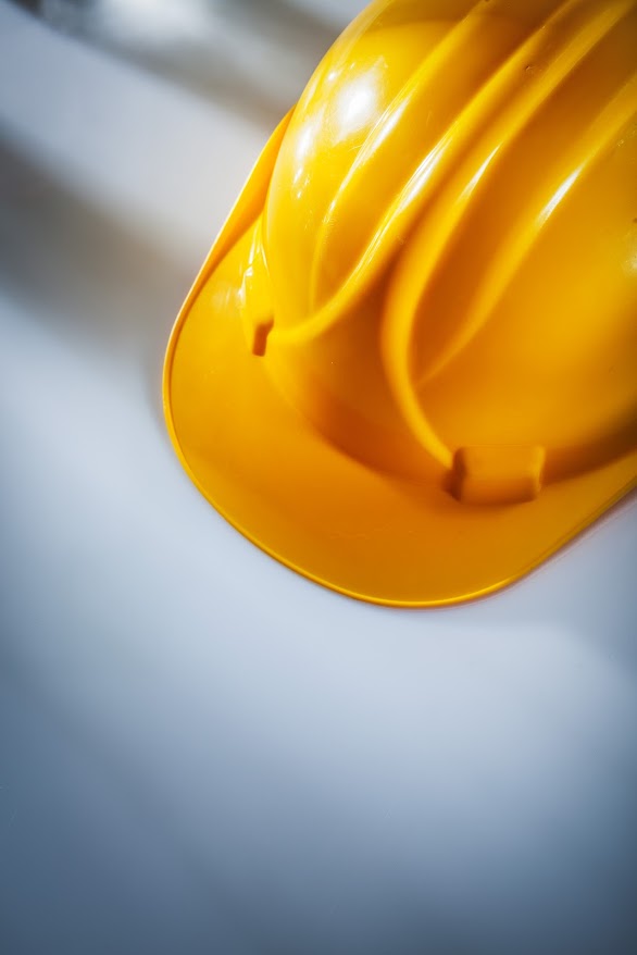 Safety building helmet on white background.