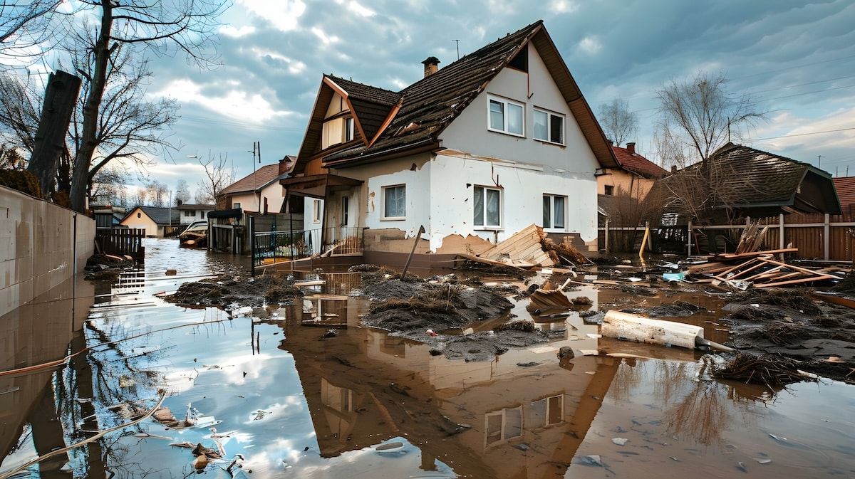Home damaged by a storm