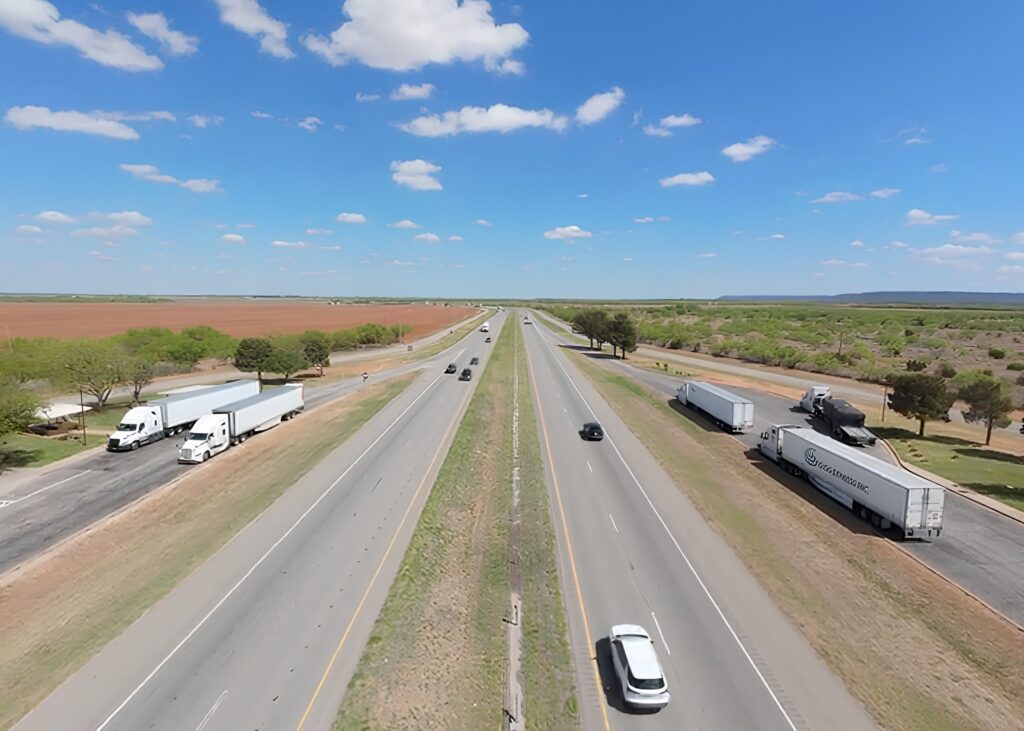 trucks pulled over on highway
